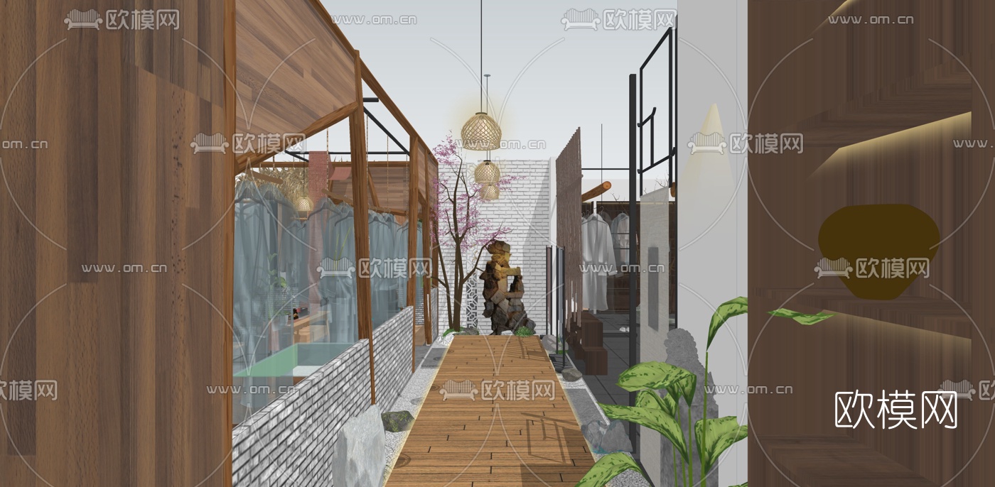 中式禅意茶馆su模型下载（渲染图4）