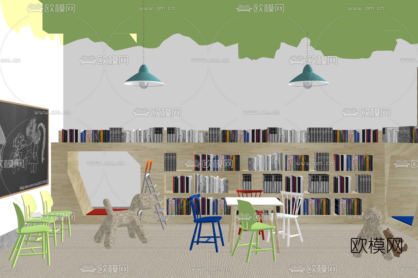 现代儿童教室su模型