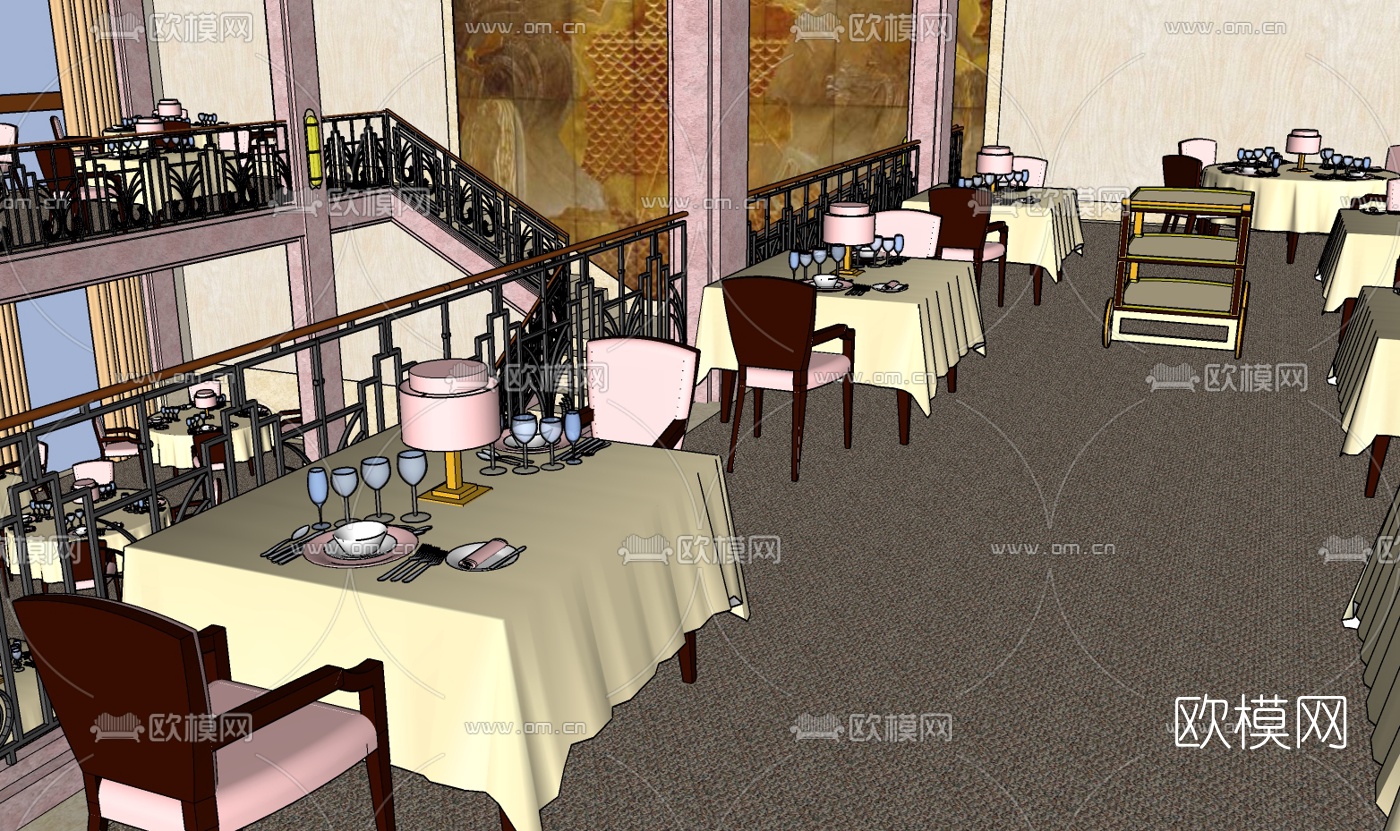 现代西餐厅免费su模型下载