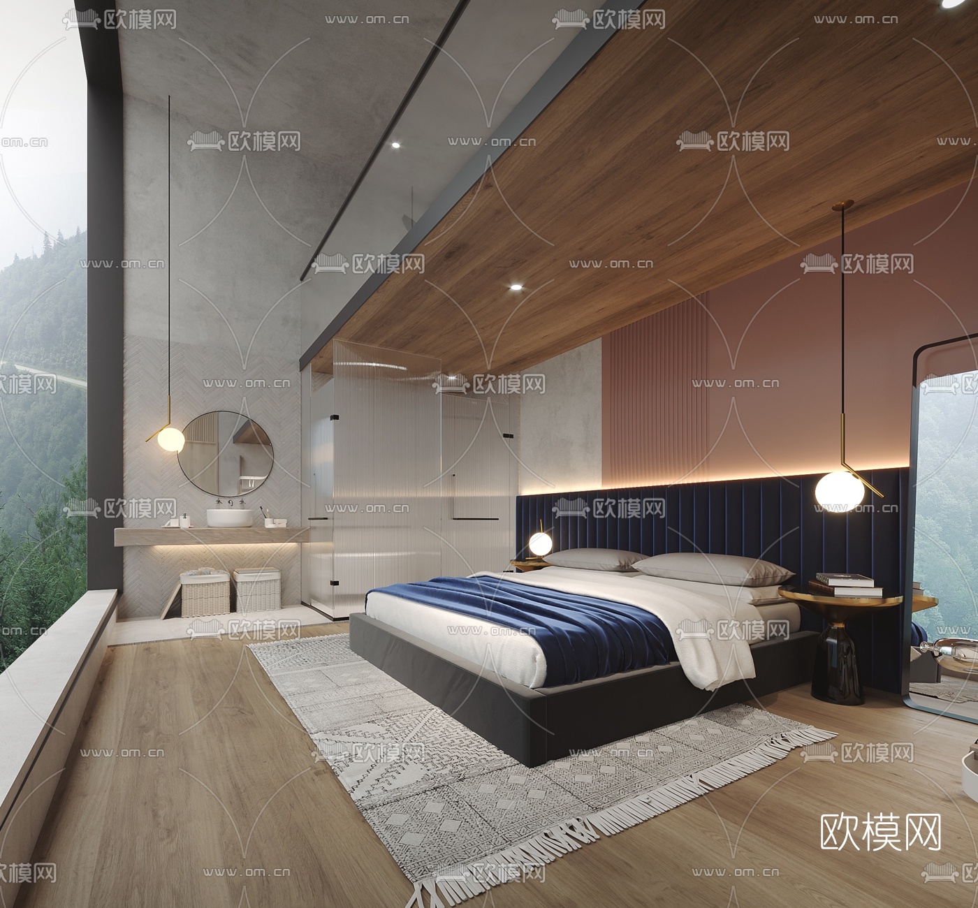 北欧民宿客房3d模型下载