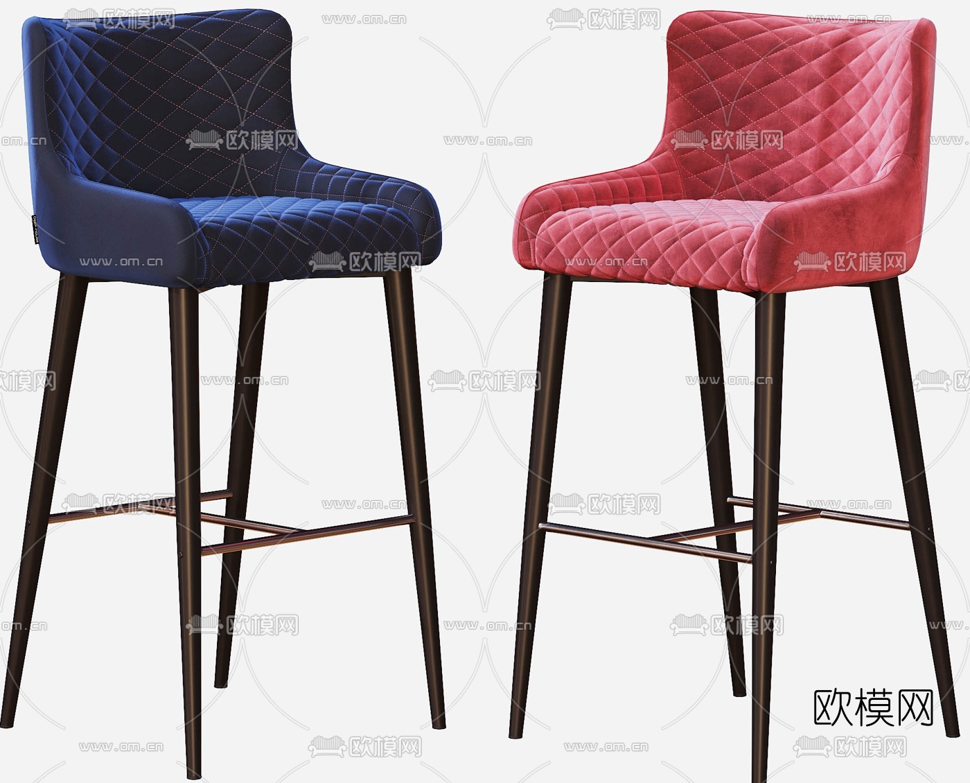 现代布艺吧台椅3d模型下载（渲染图2）