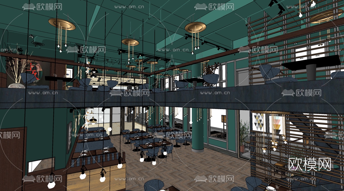 后现代酒吧清吧su模型下载（渲染图4）