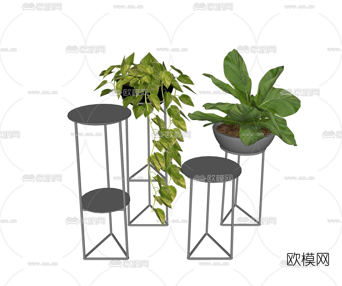 北欧绿植盆栽su模型