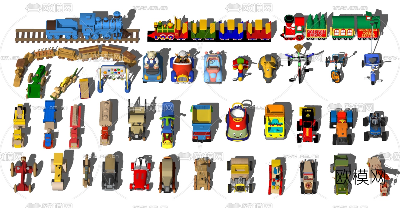 现代汽车火车儿童玩具su模型下载（渲染图1）