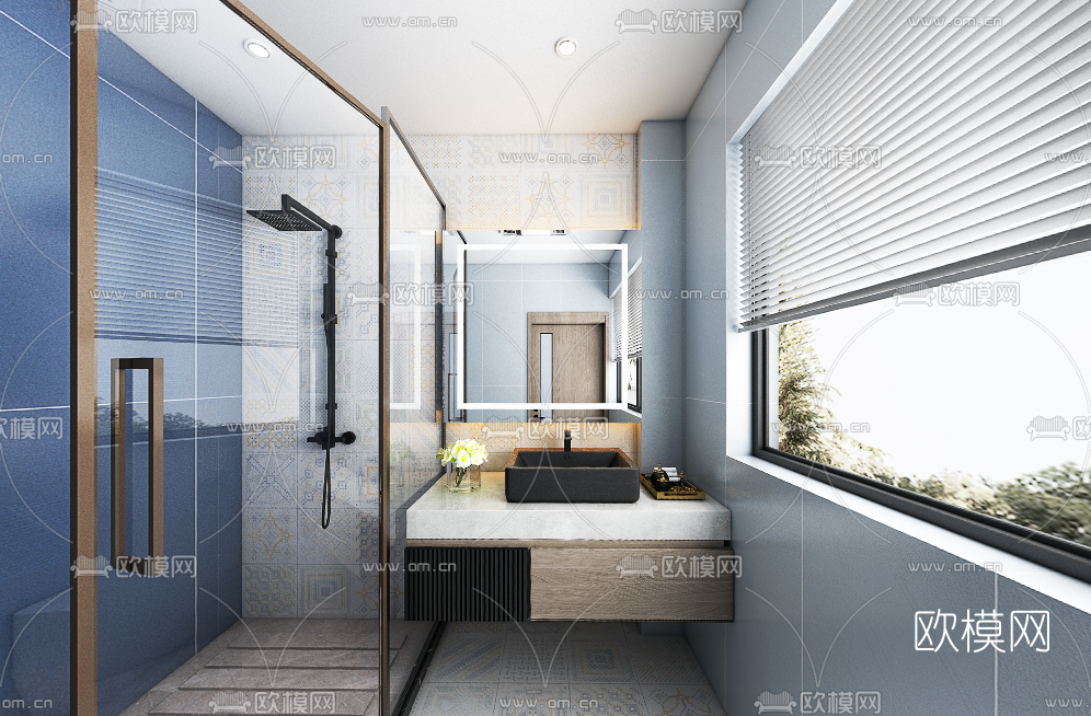 现代简约浴室卫生间vr全景3d模型