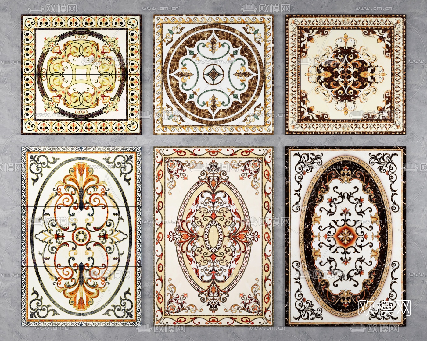 欧式拼花瓷砖3d模型下载