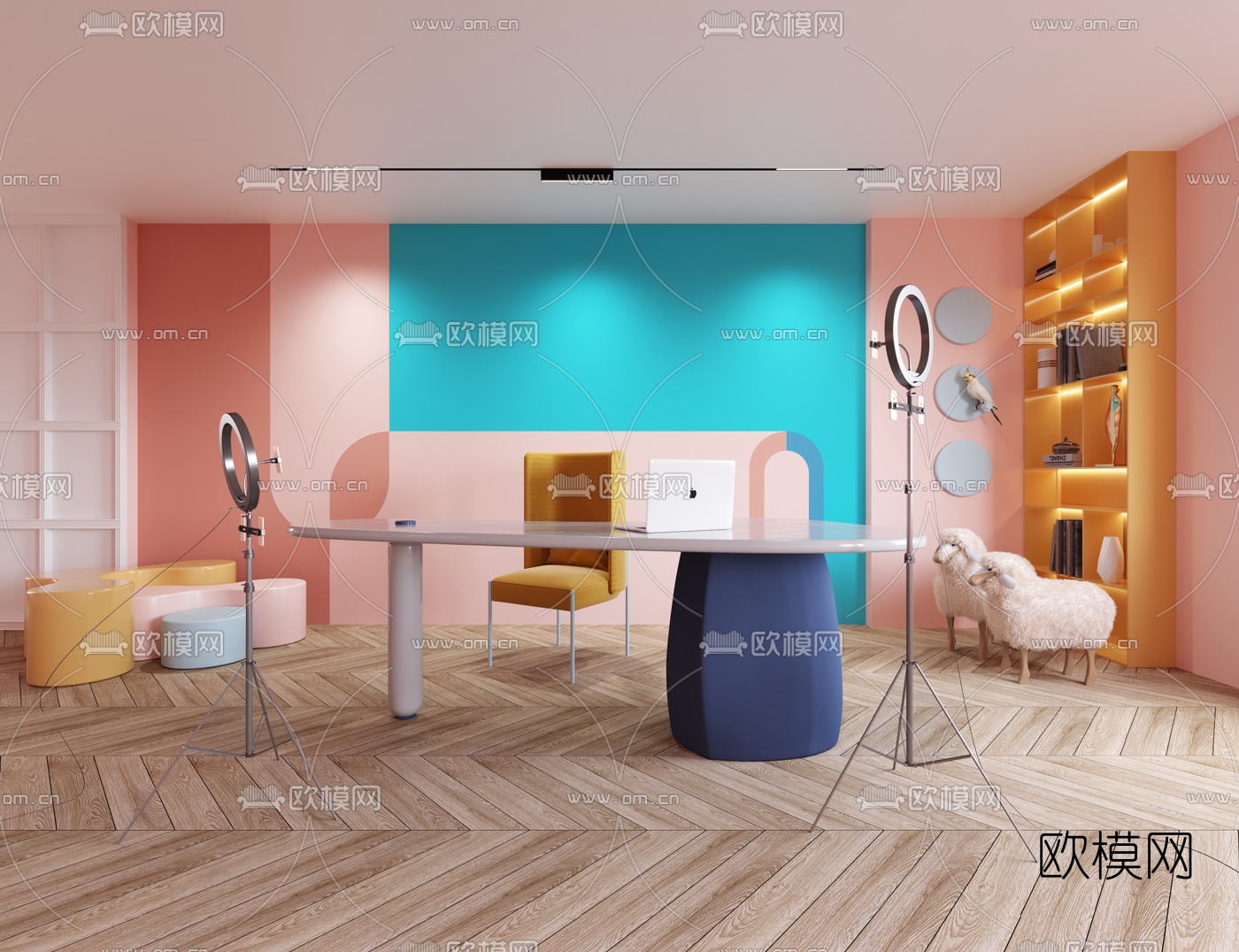 北欧网红直播间3d模型下载