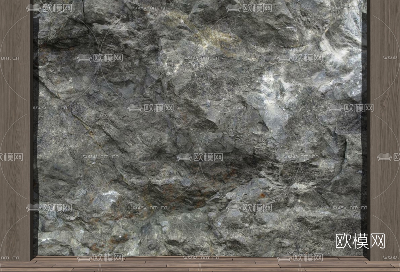 现代毛石自然石墙面su模型