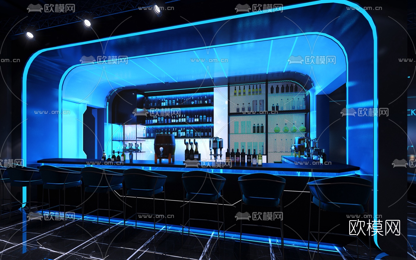 工业风酒吧3d模型