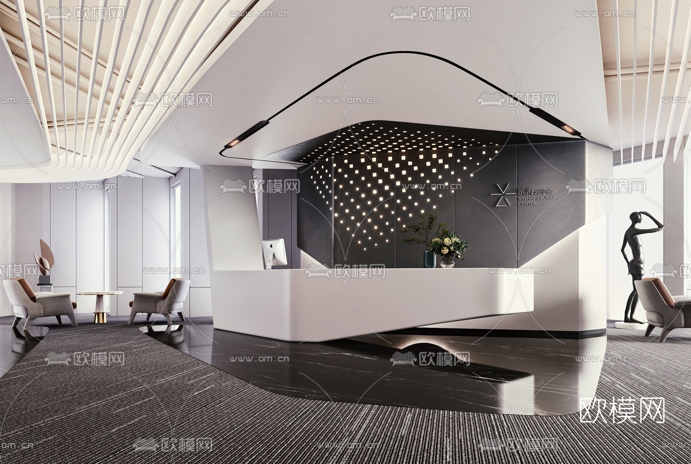 现代大堂前台3d模型