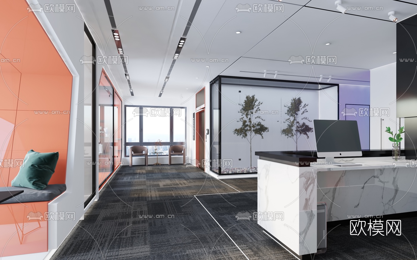 现代办公室前台3d模型
