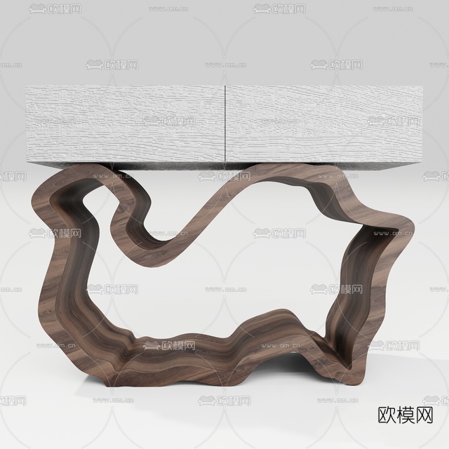 新中式实木端景案几免费3d模型下载