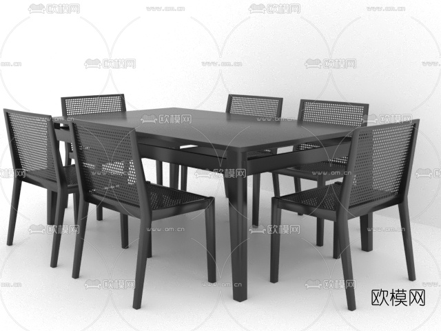 现代简约餐桌椅免费3d模型下载