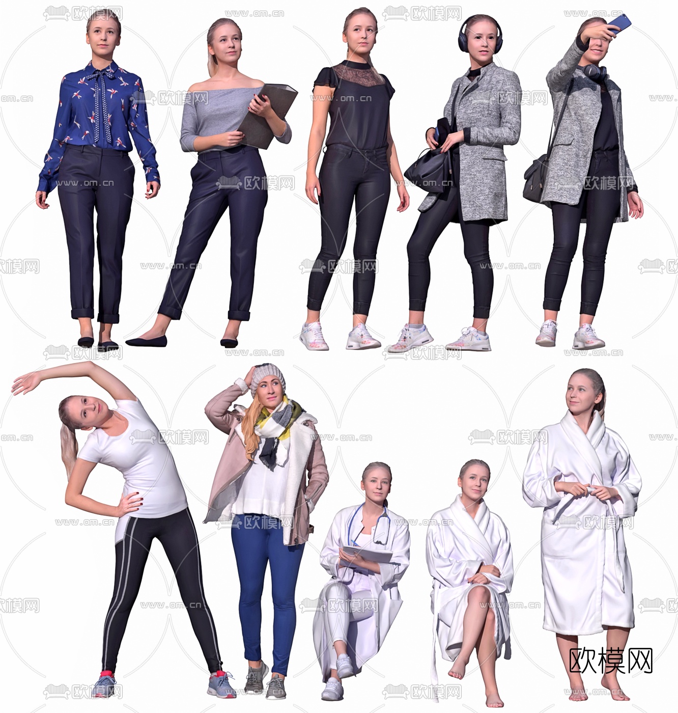 欧式女性人物3d模型
