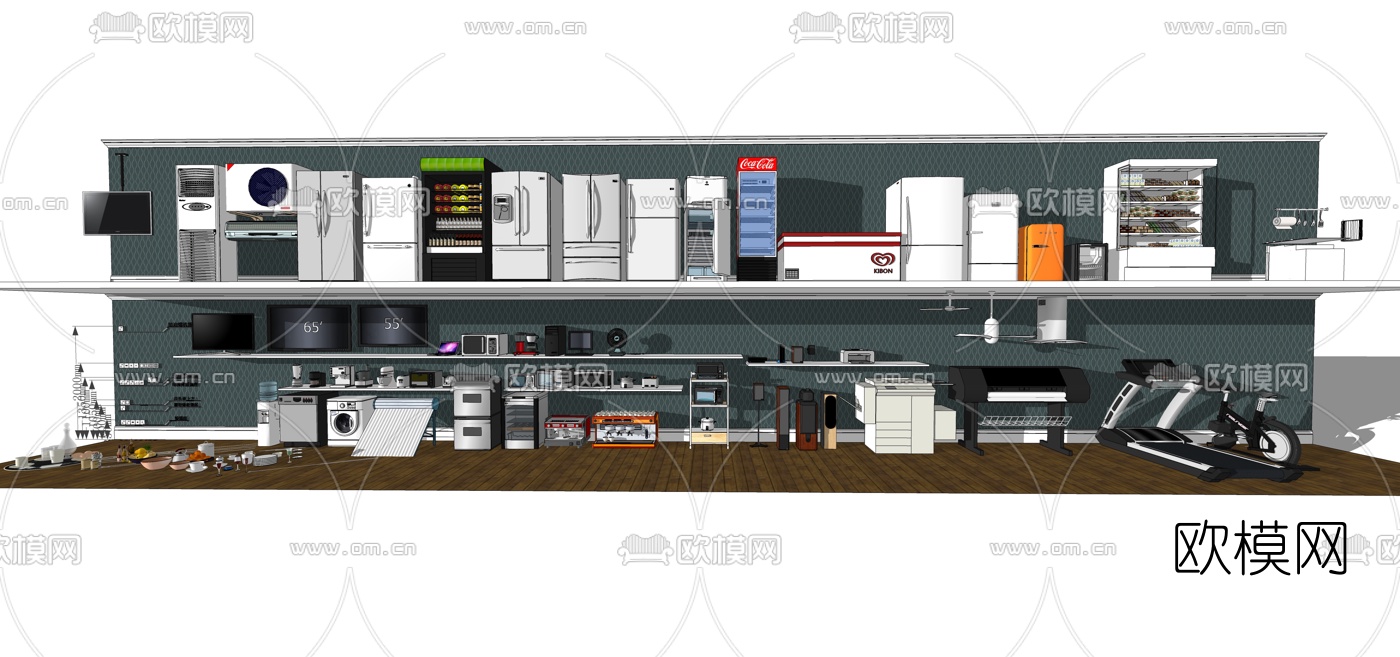 现代冰箱空调洗衣机su模型下载（渲染图1）