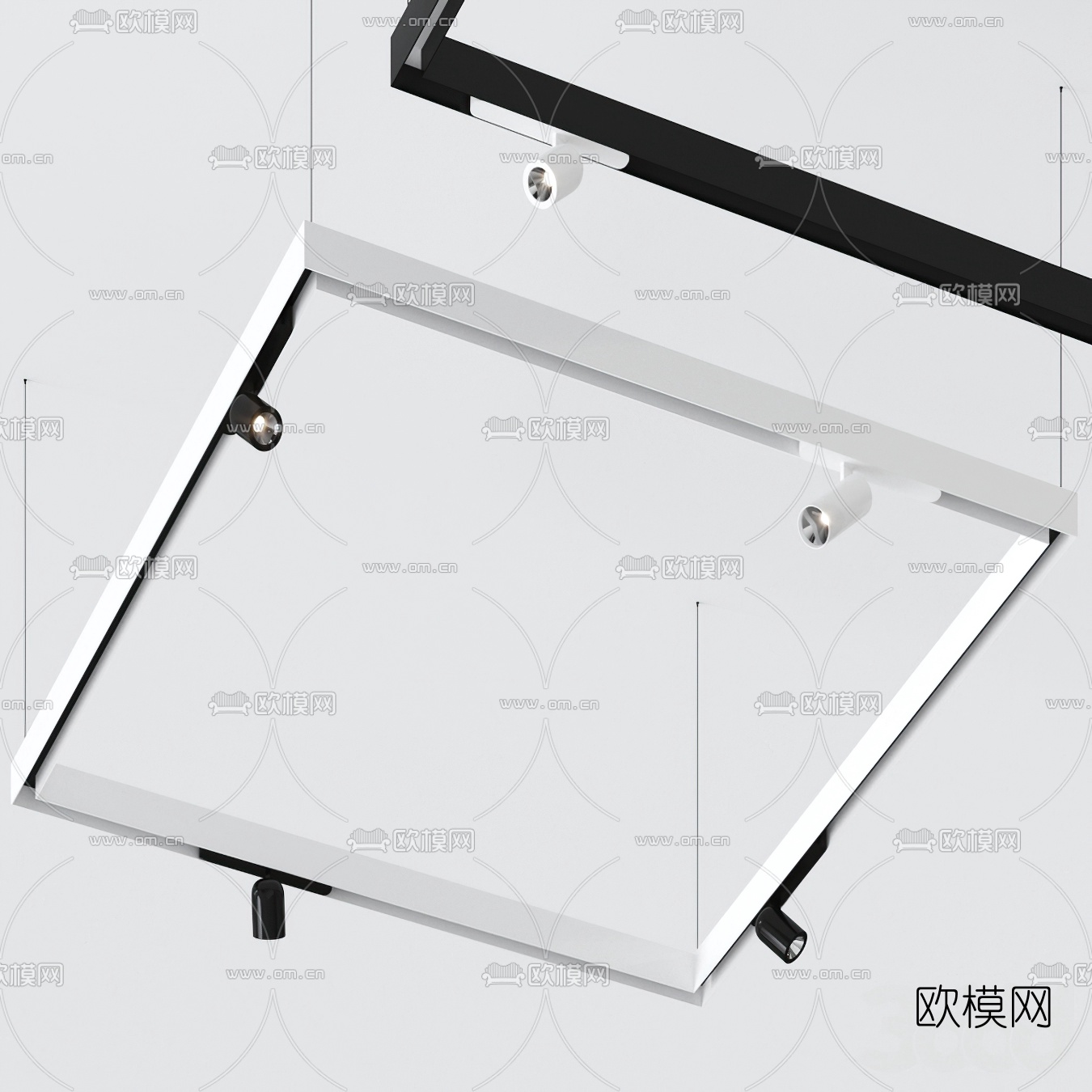 现代条形筒灯射灯3d模型