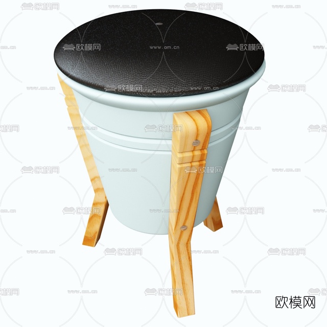北欧原木凳子免费3d模型下载