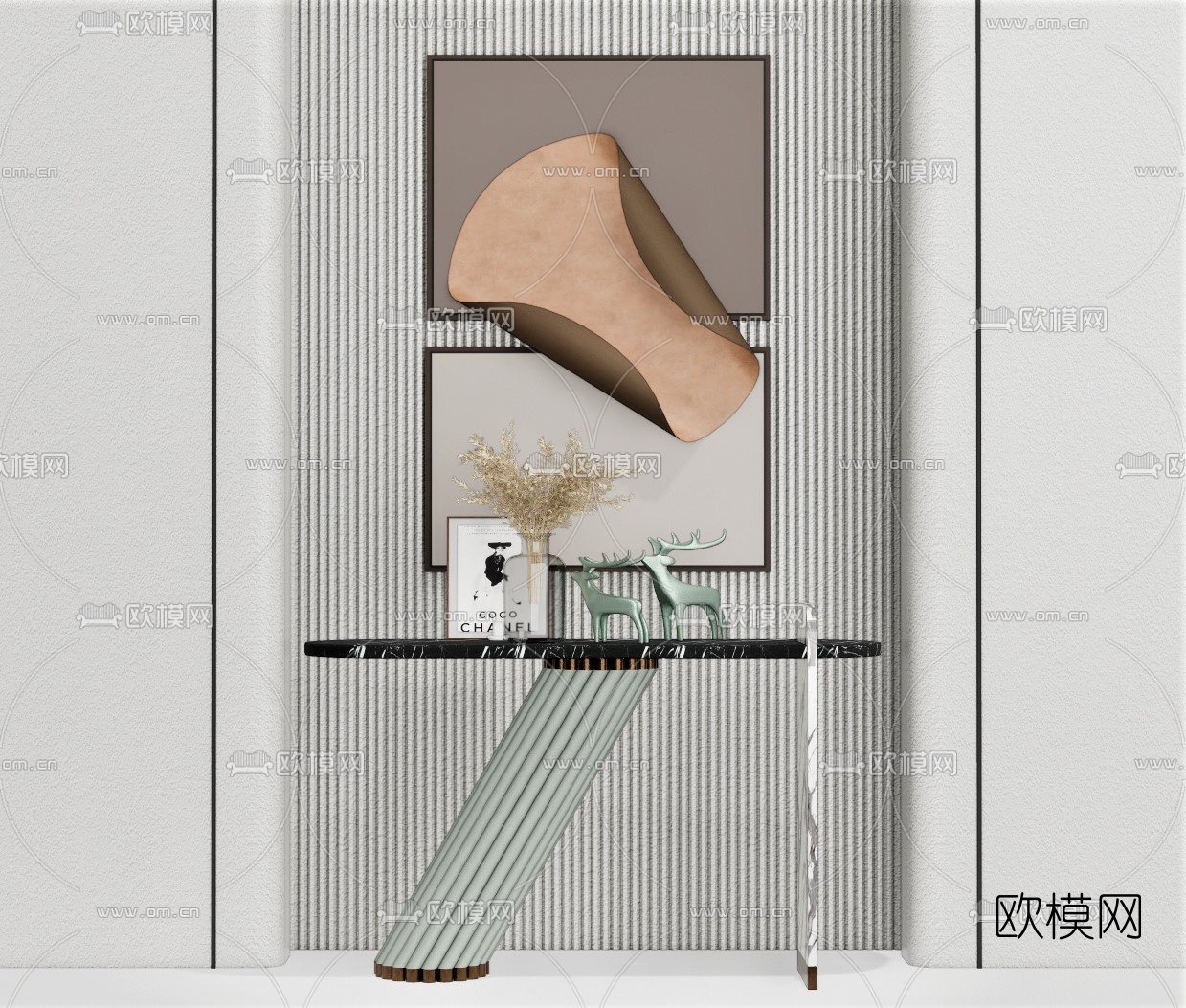 现代轻奢端景台su模型