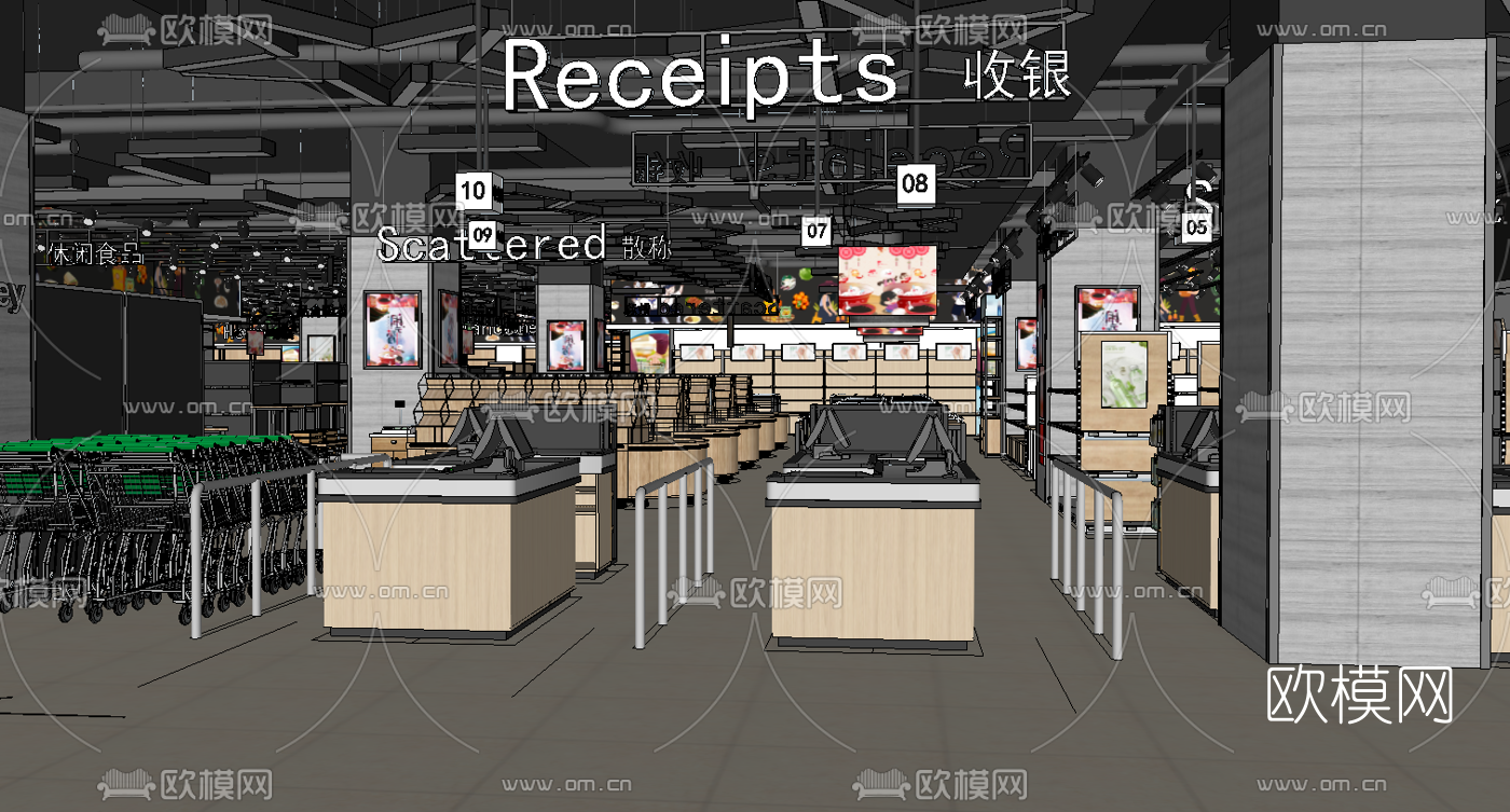 现代大型商场超市su模型