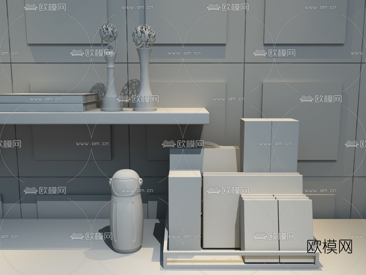 现代奖杯文件收纳架3d模型