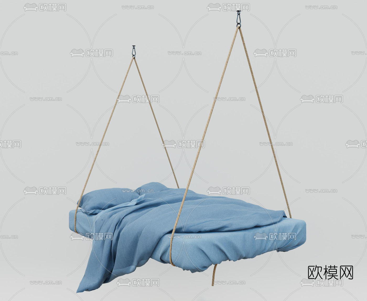 现代双人吊床su模型下载（渲染图1）