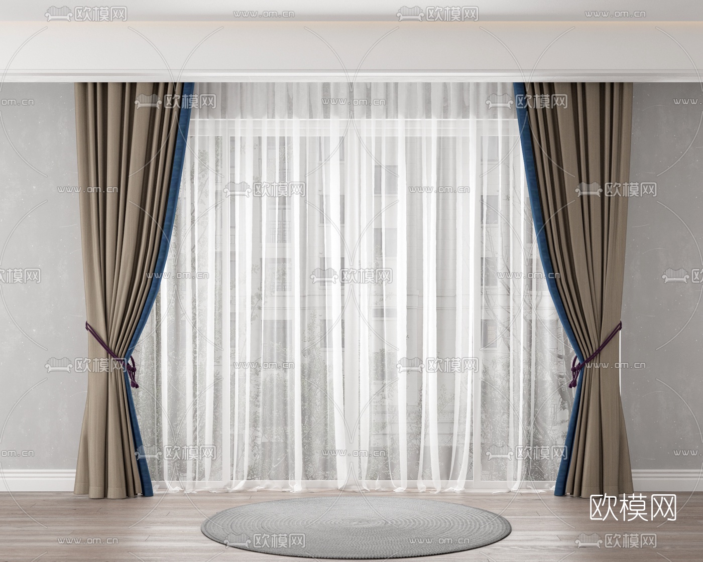 现代布艺窗帘3d模型