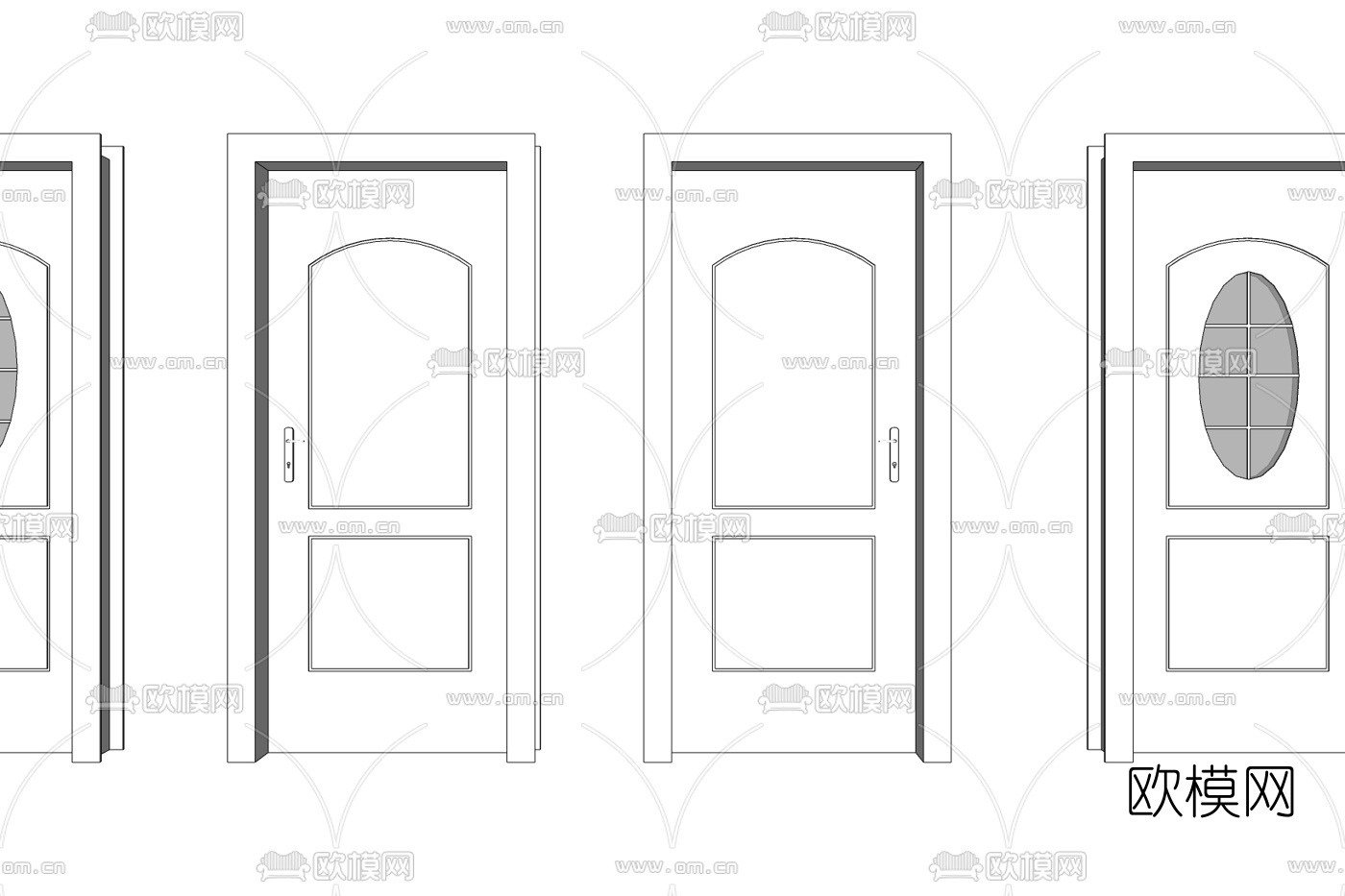 简欧实木单开门免费su模型下载