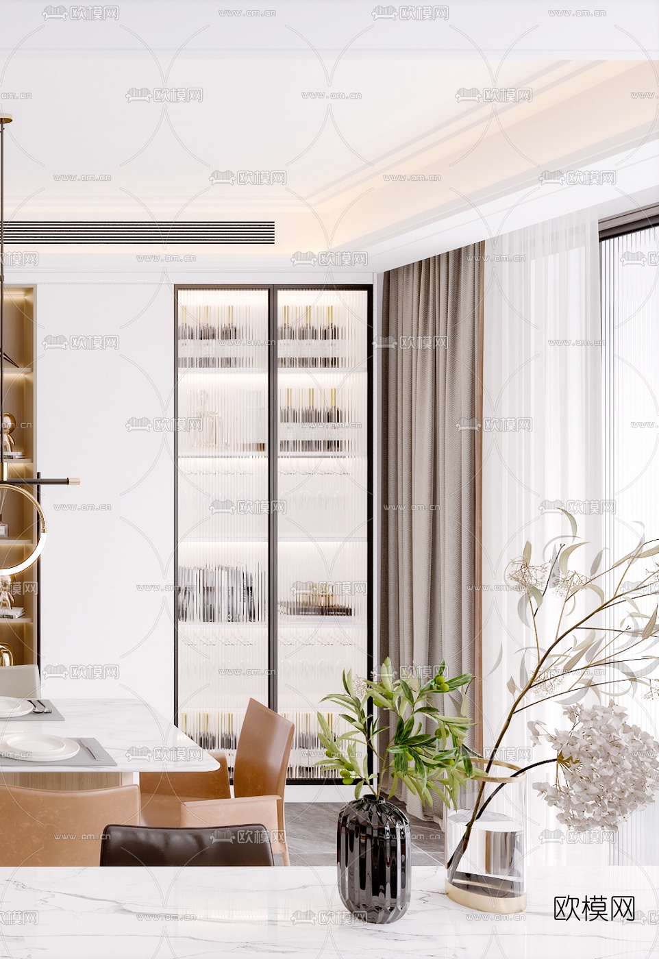 北欧轻奢餐厅3d模型下载（渲染图4）