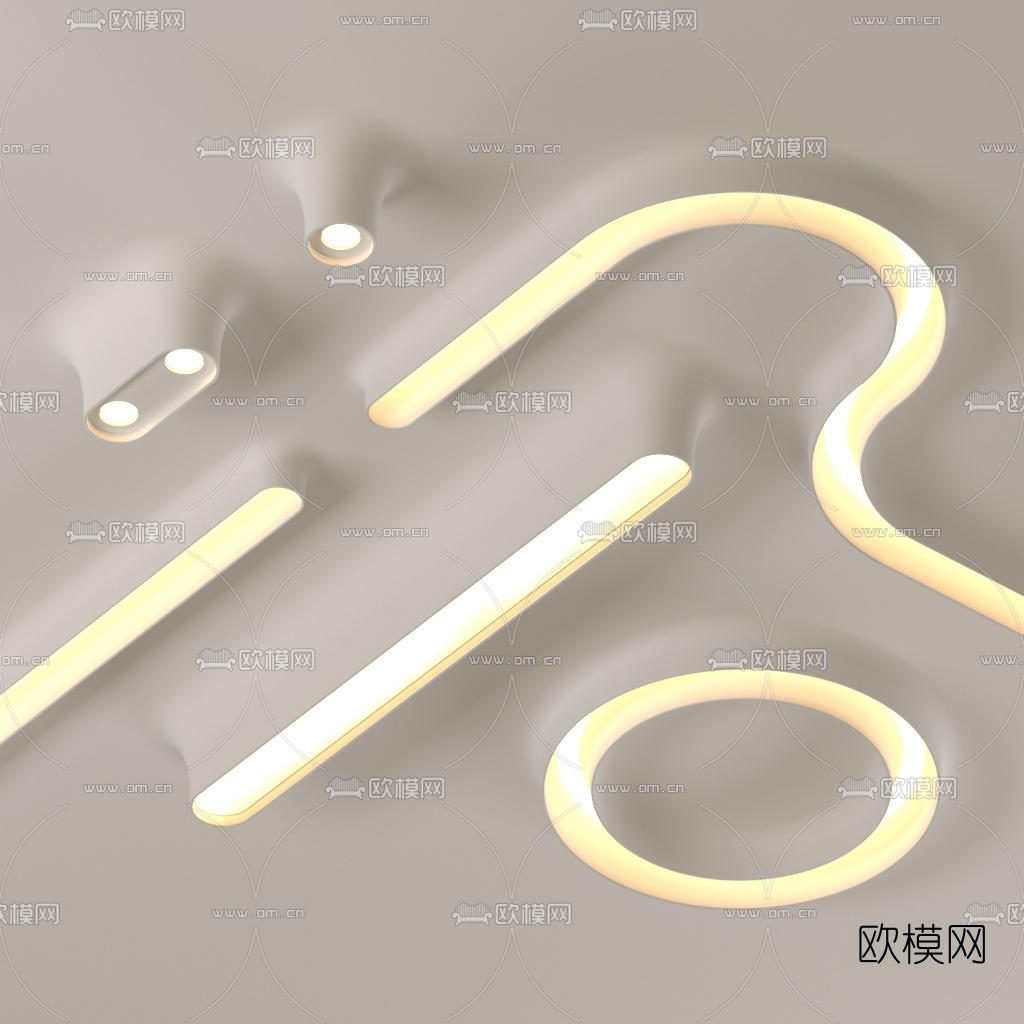 现代轨道射灯3d模型