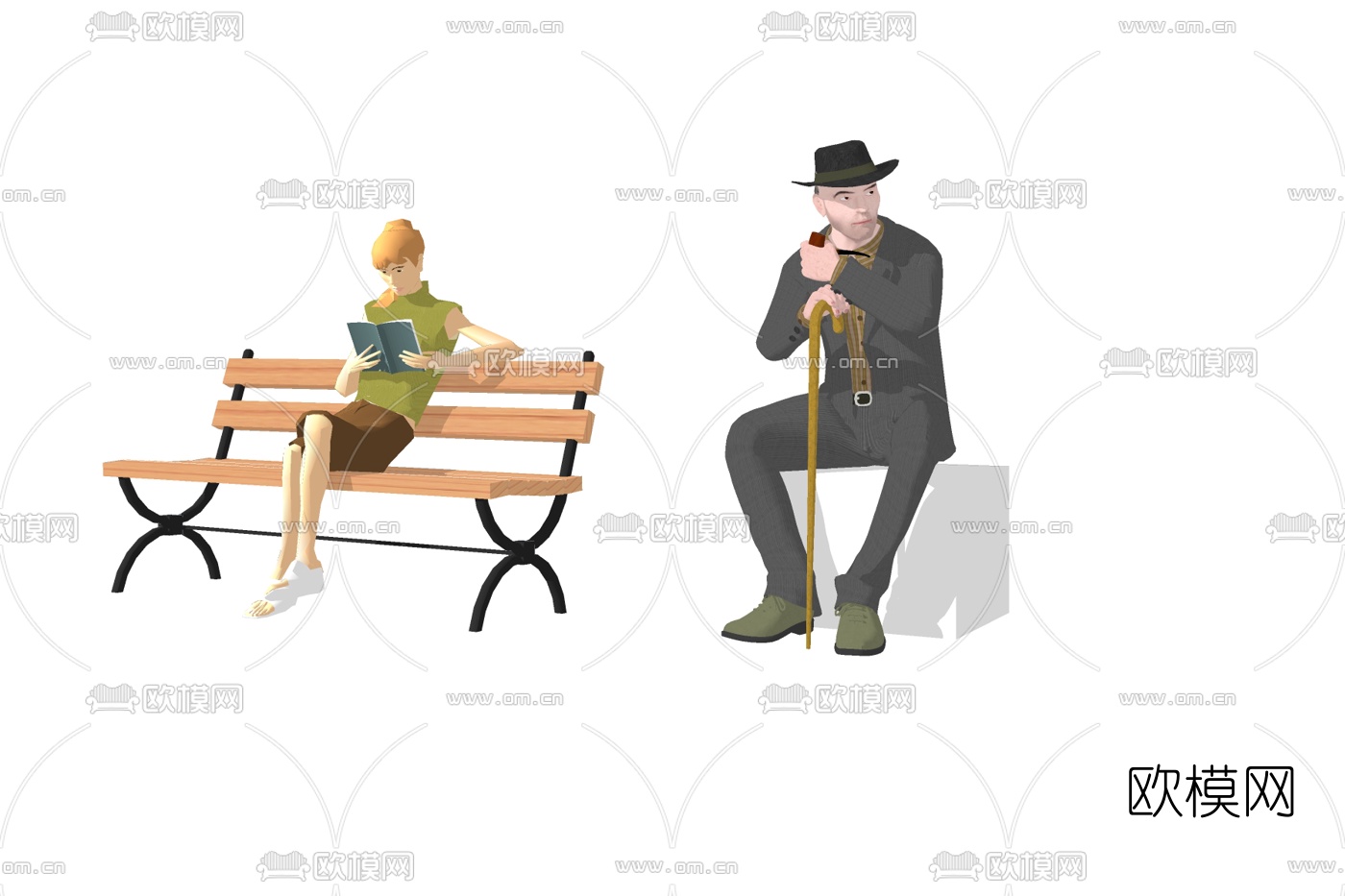 现代人物su模型下载