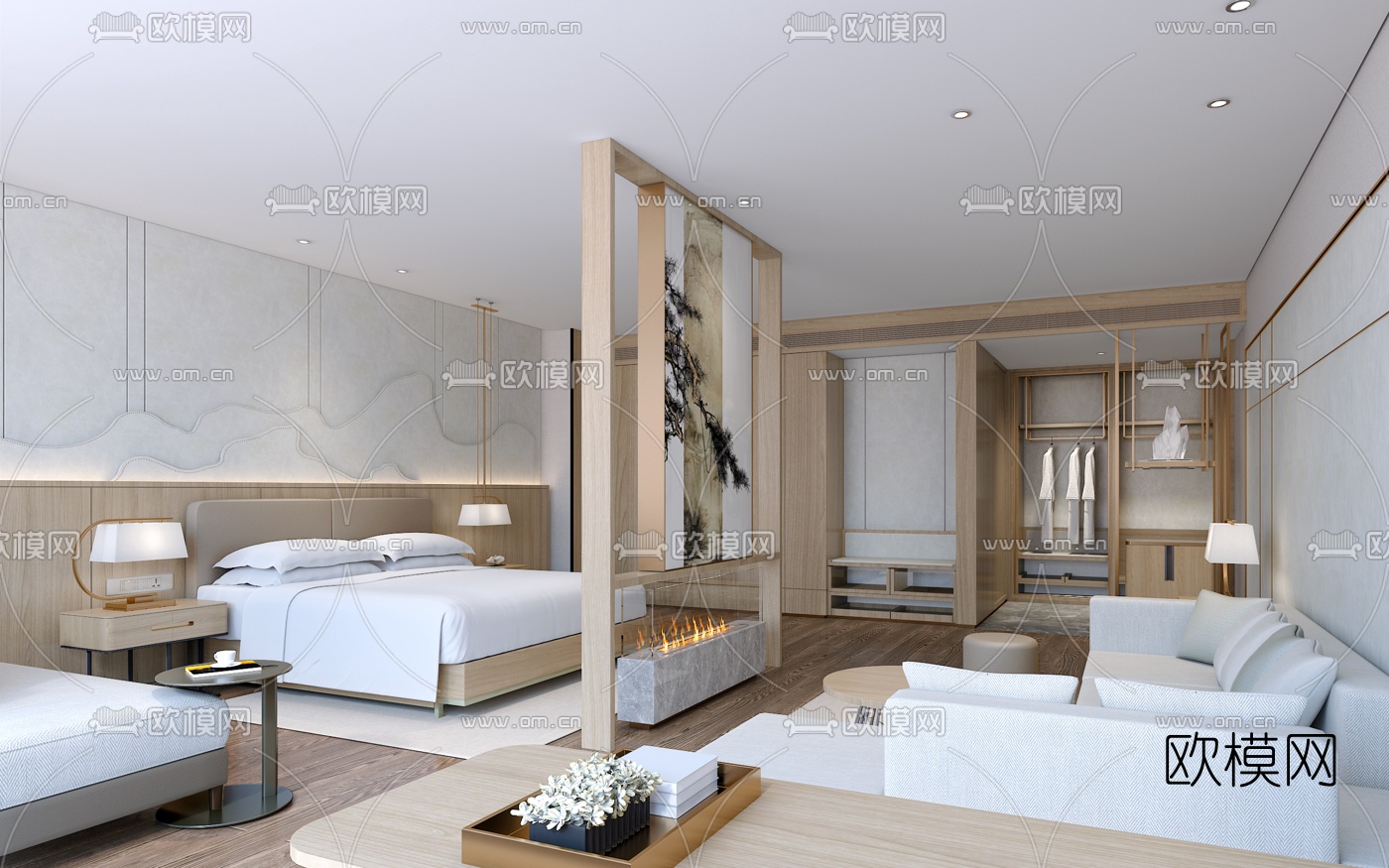 新中式酒店客房3d模型