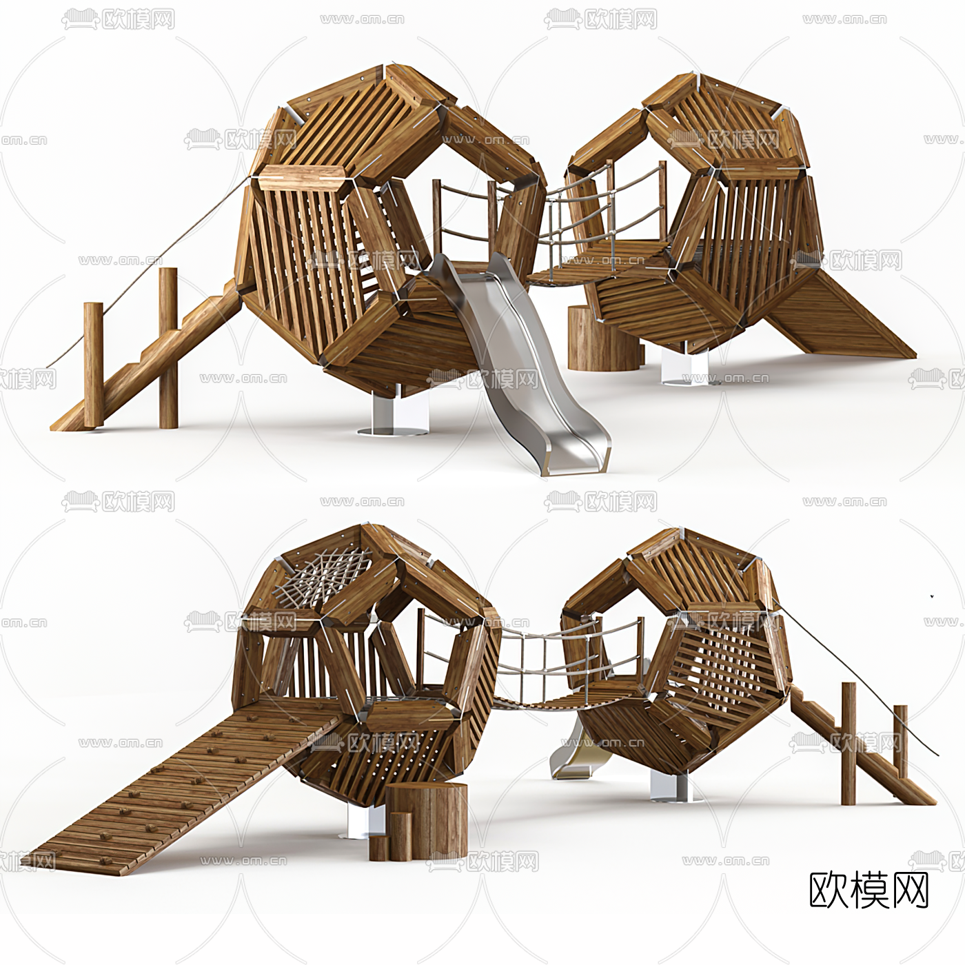 自然风滑梯游乐设施3d模型
