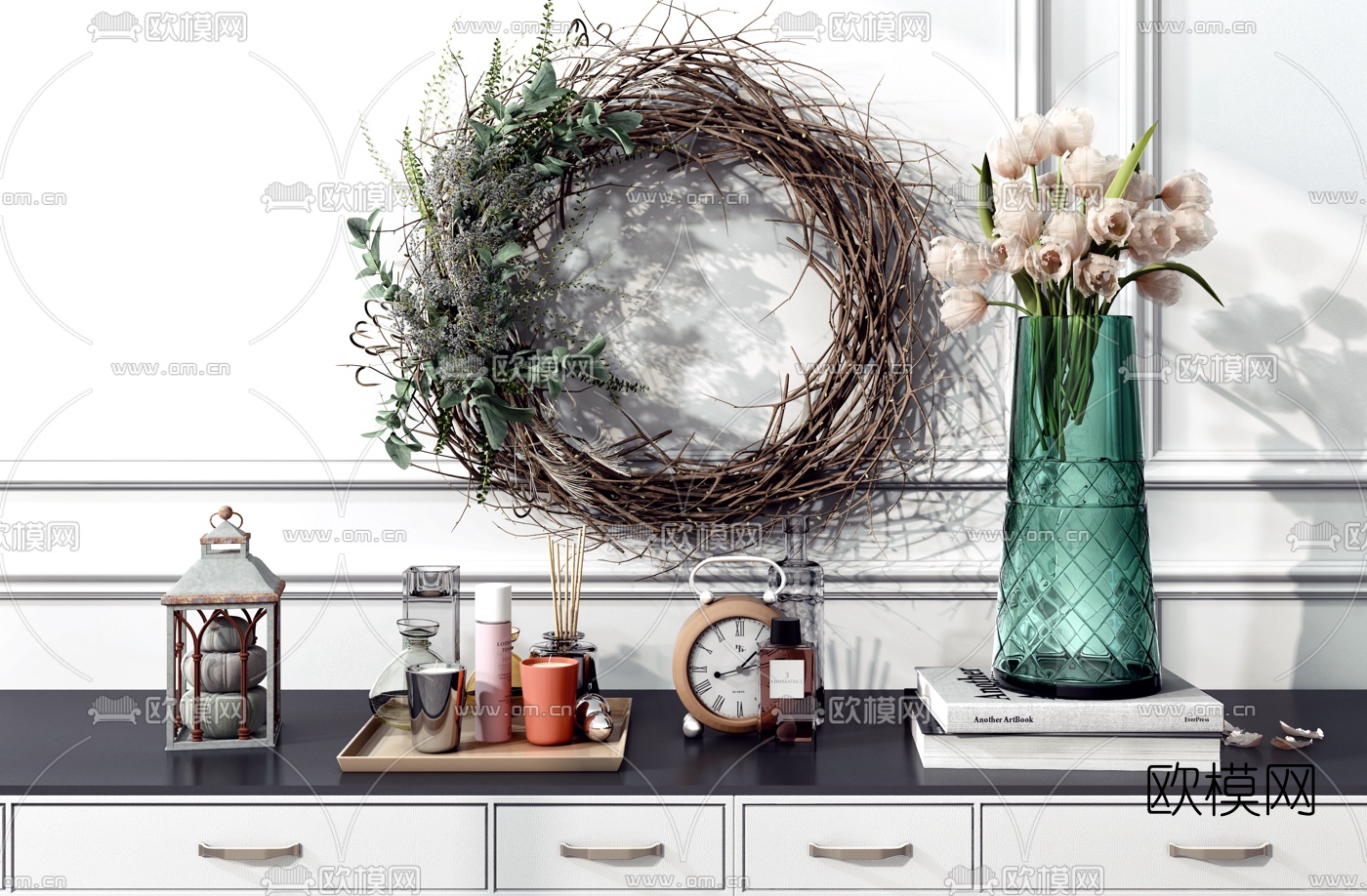 北欧插花化妆品摆件3d模型下载