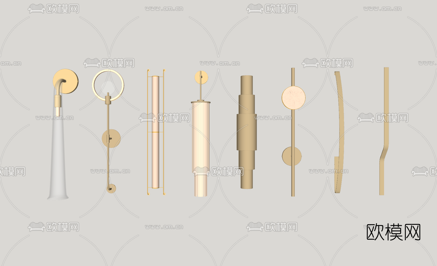 现代金属壁灯su模型下载（渲染图2）