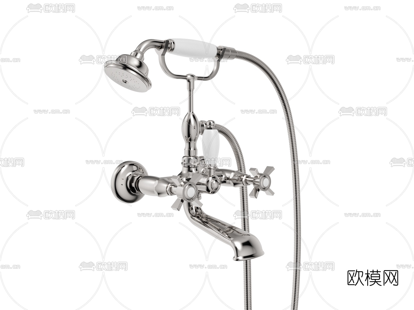 简欧水龙头花洒3d模型下载（渲染图1）