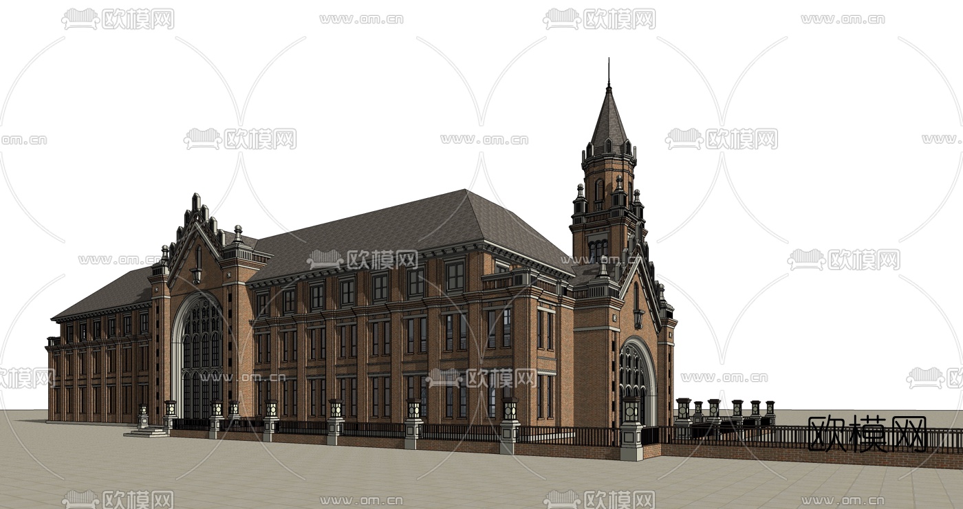 欧式教堂外观su模型下载（渲染图1）