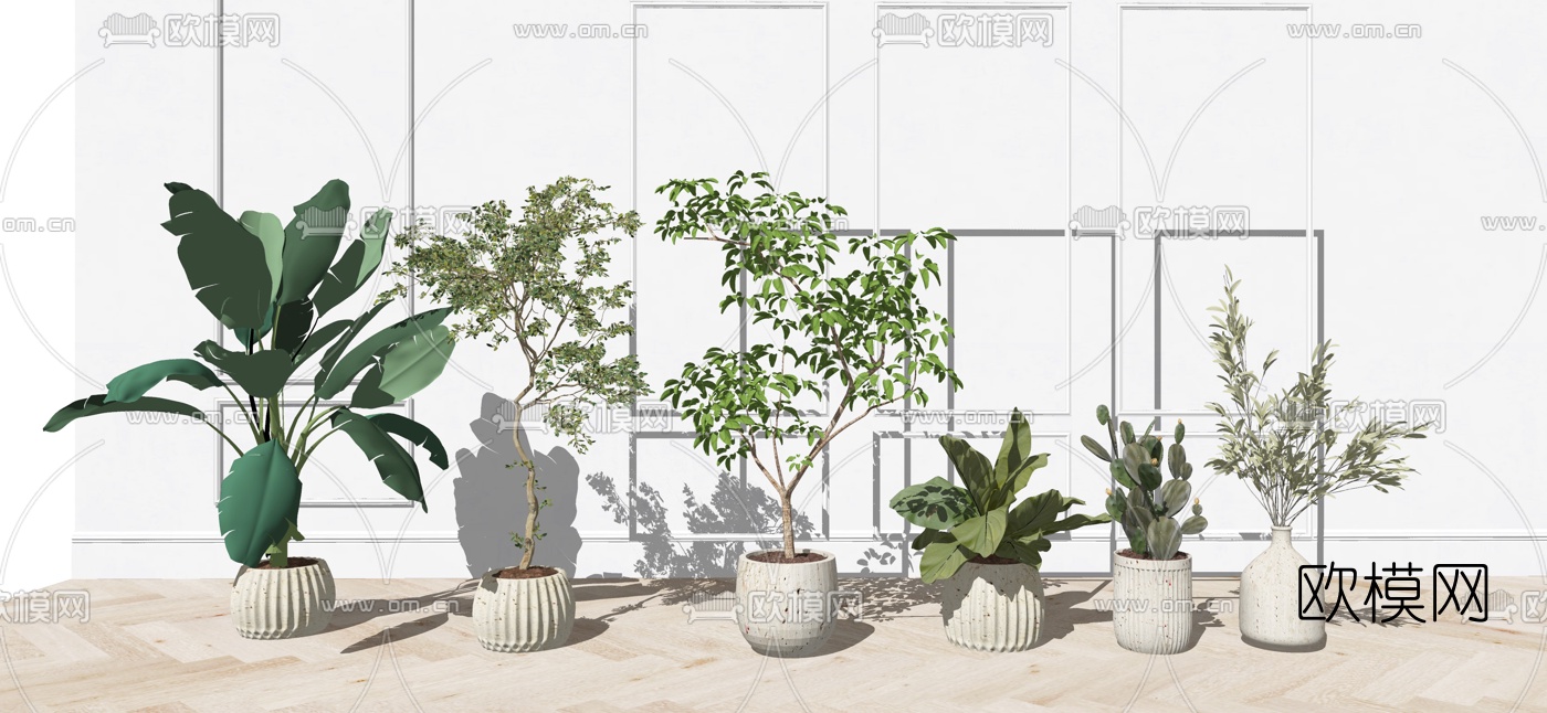 现代绿植盆栽su模型