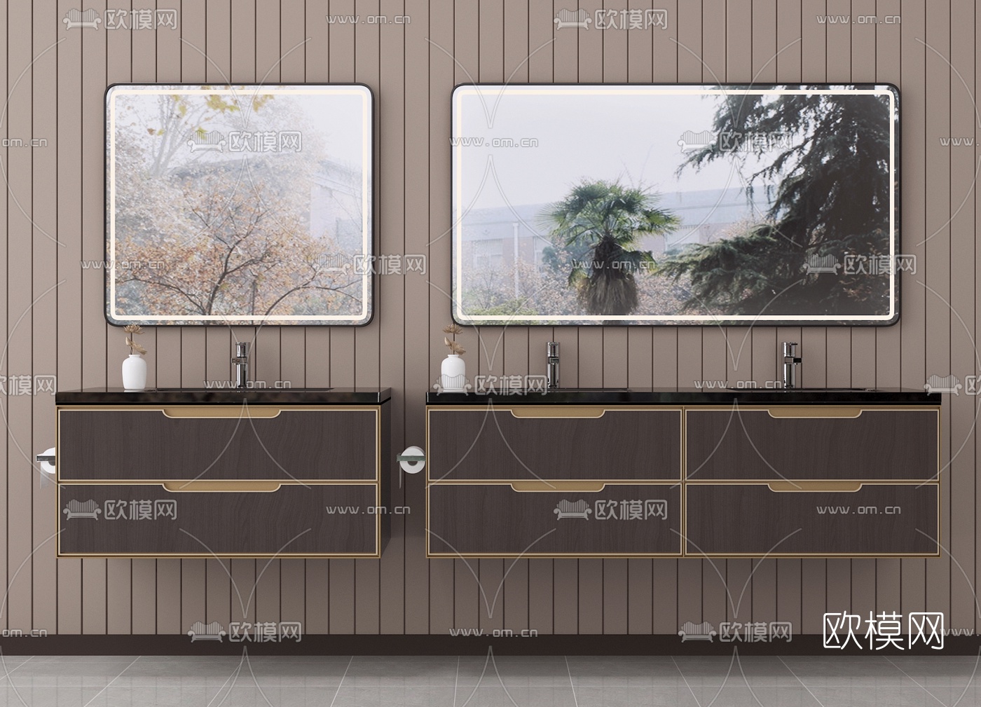 新中式洗手台su模型下载（渲染图2）