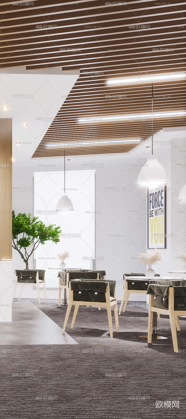 北欧办公室大堂前台3d模型下载（渲染图2）