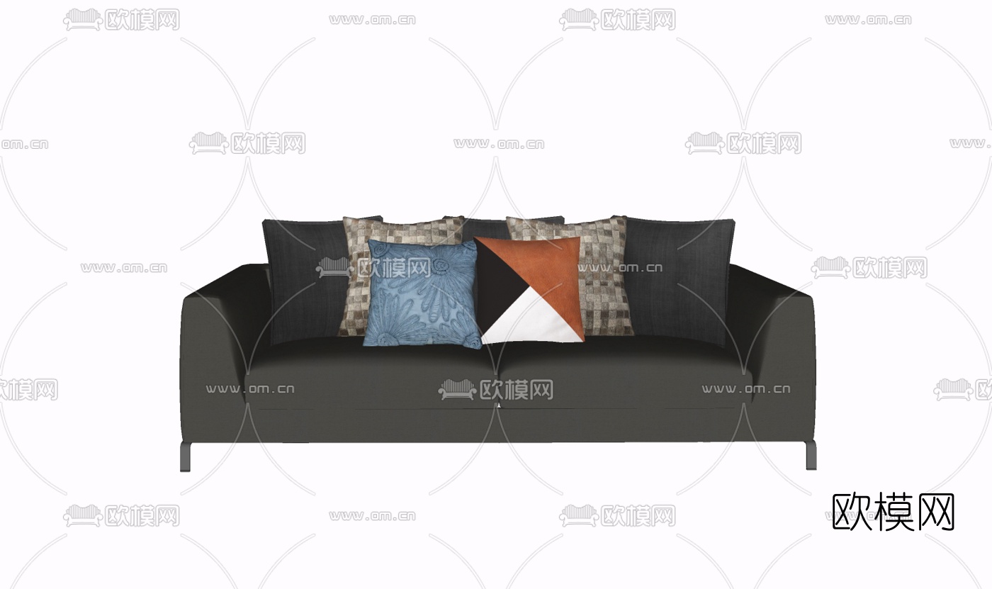 现代布艺双人沙发免费su模型