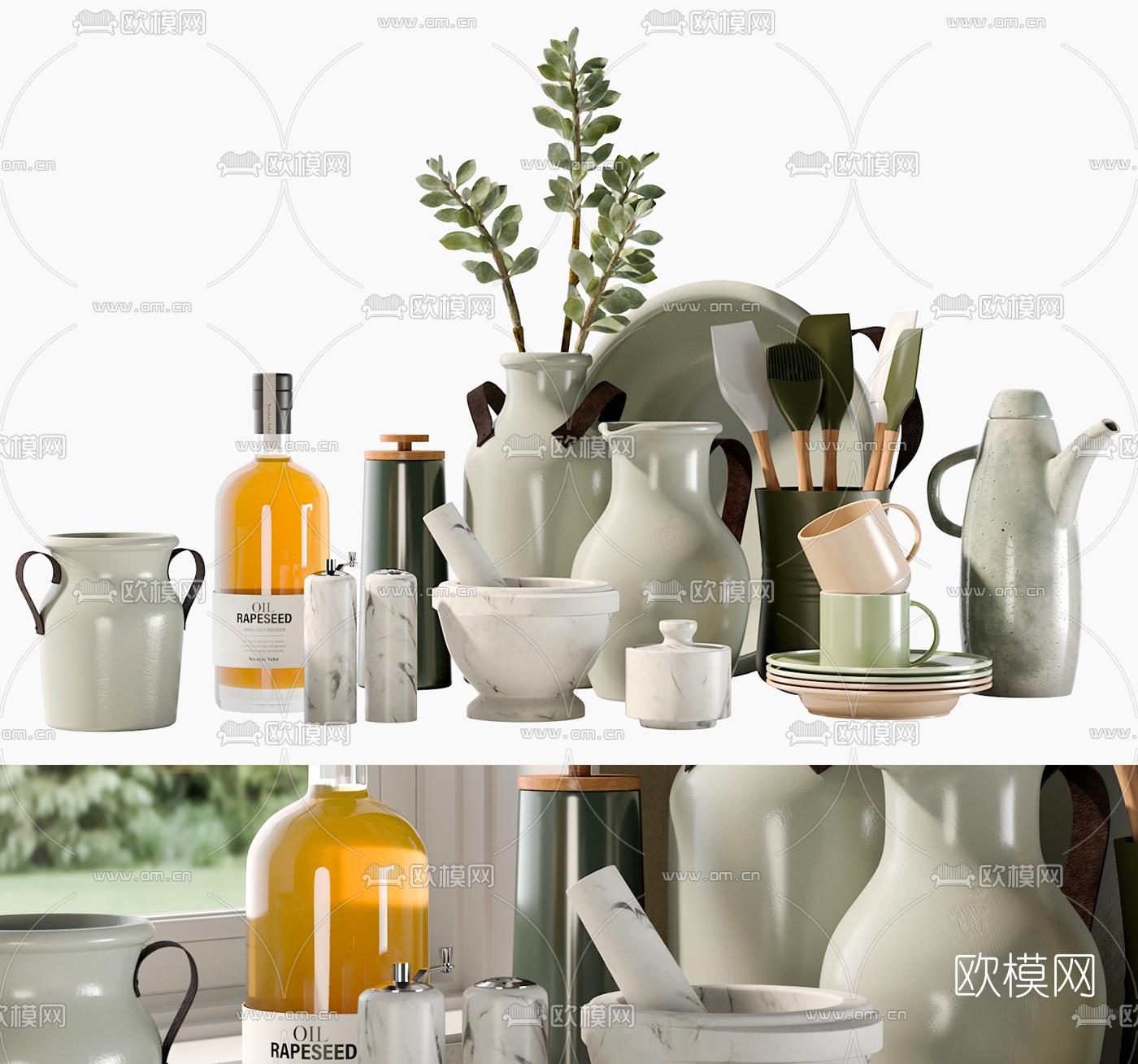 北欧厨房器具碗碟调味品3d模型