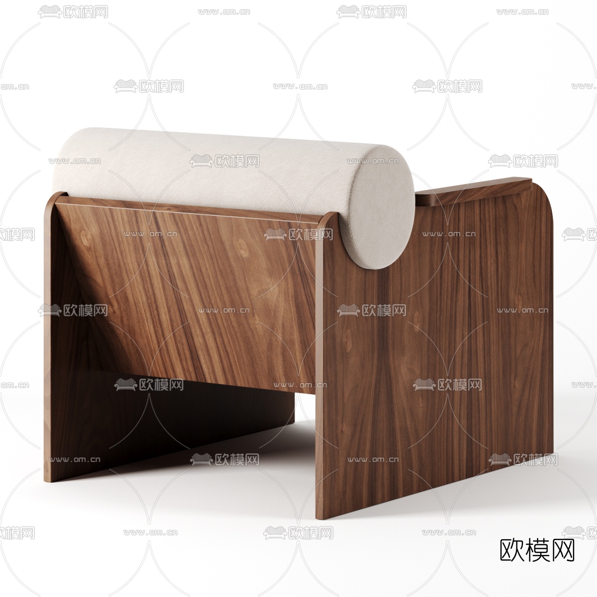 北欧布艺单人沙发3d模型下载（渲染图2）