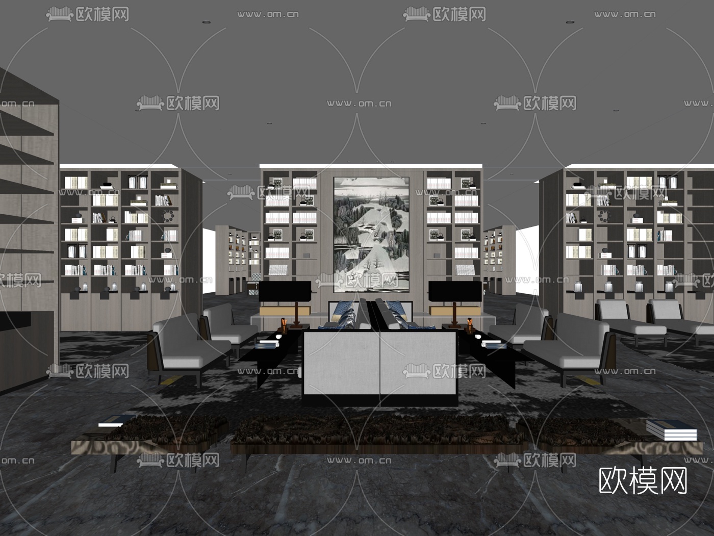 达文设计 融创广深春风岭南图书馆su模型下载