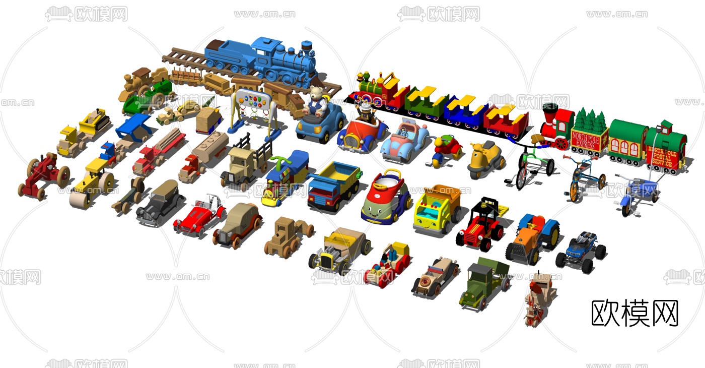 现代汽车火车儿童玩具su模型下载（渲染图2）