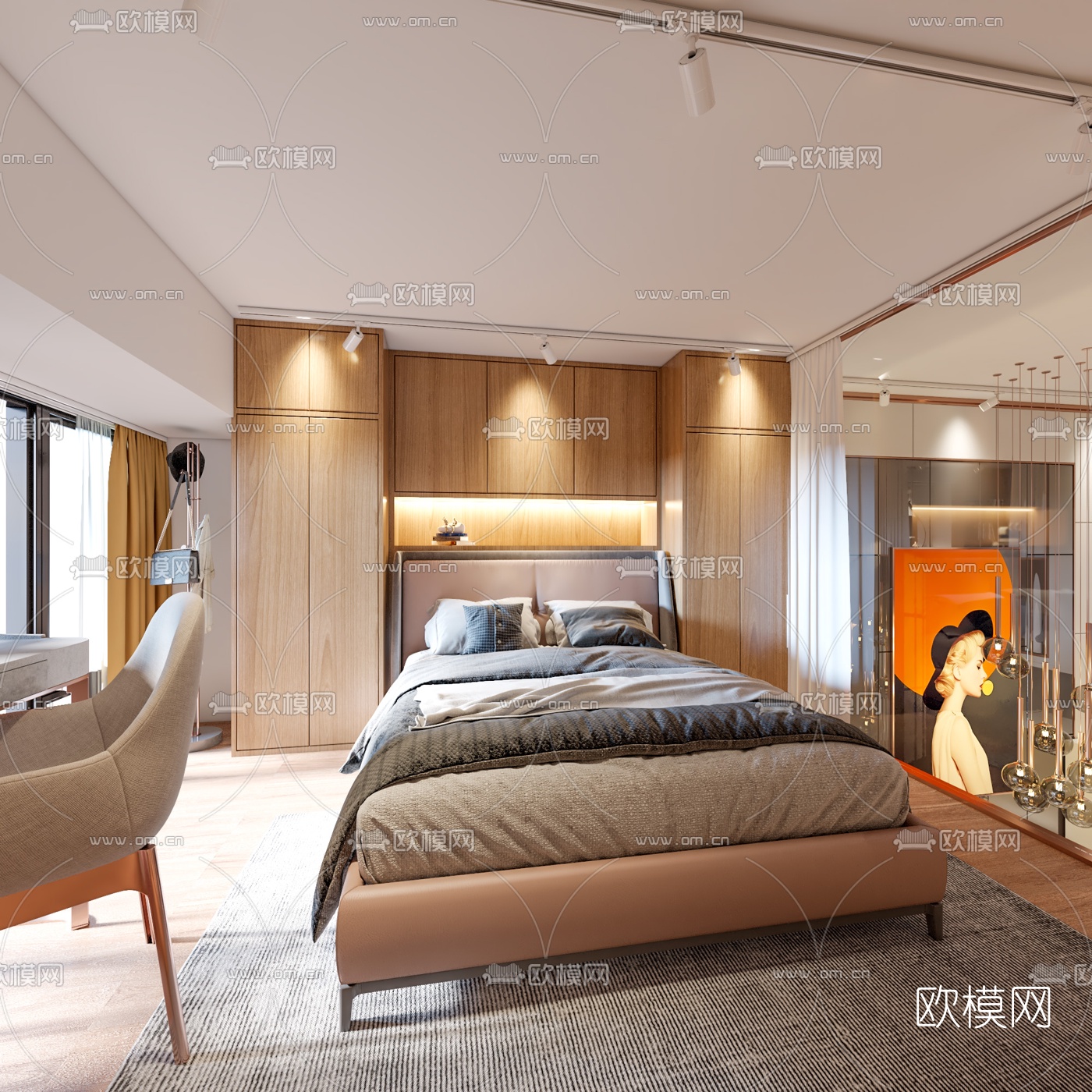 现代轻奢公寓客厅餐厅3d模型