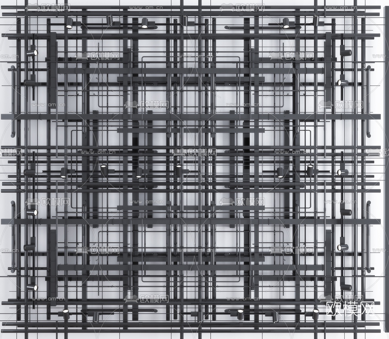 工业风通风管线槽线管3d模型下载