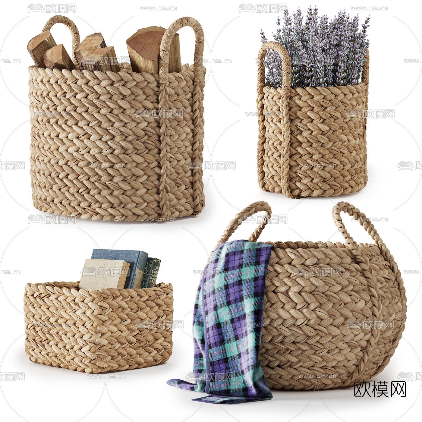 自然风绳编收纳筐3d模型下载
