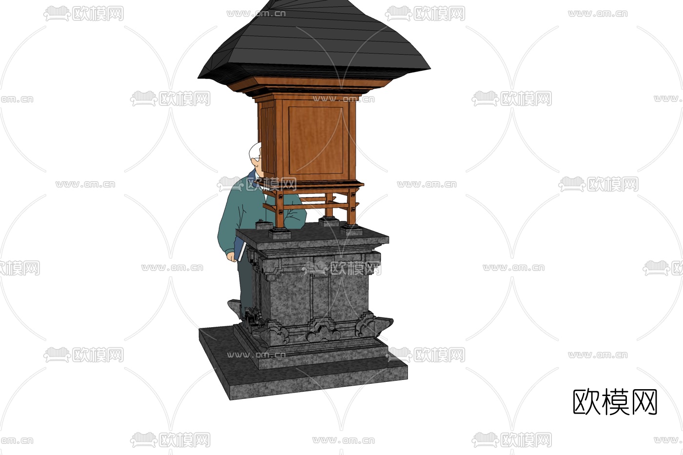 中式景观灯免费su模型下载