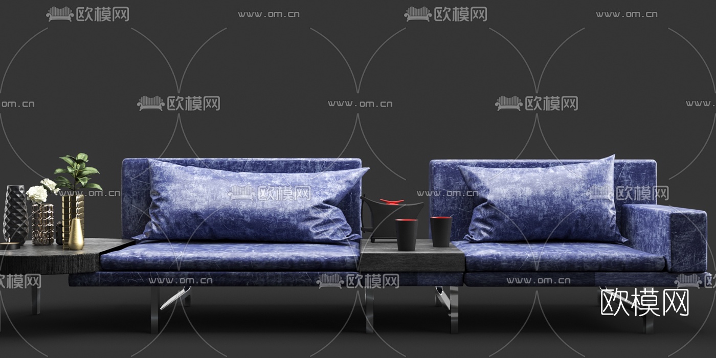 现代皮革办公沙发3d模型