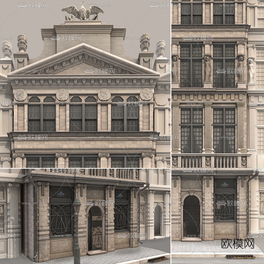 法式高楼建筑3d模型下载（渲染图2）